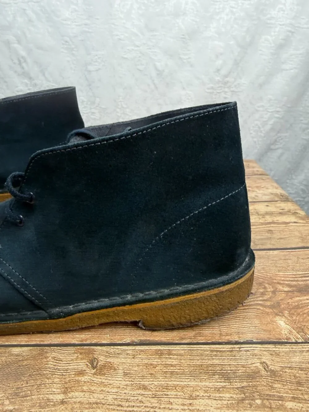 Clarks Men’s Black Suede Desert Chukka Ankle Boots Lace Up Crepe Sole Size 10